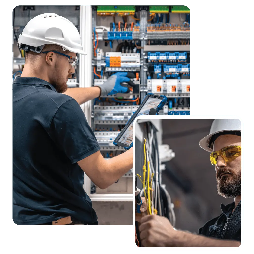 Certified electrician performing electrical installation in a commercial building in Dubai