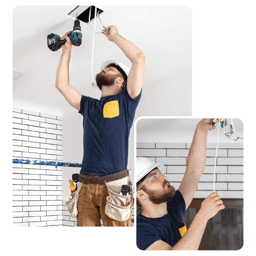Electrician installing modern LED lighting in a commercial property in Dubai