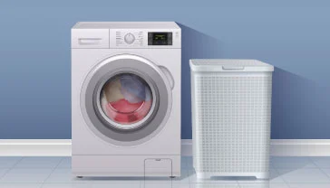 Technician installing a semi-automatic washing machine in a Dubai residential utility area