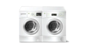 Technician installing a top loading washing machine in a modern Dubai home laundry area